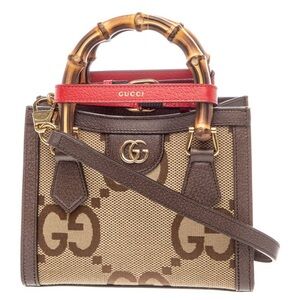 Gucci Beige and Red Mini Bag with Bamboo Handle